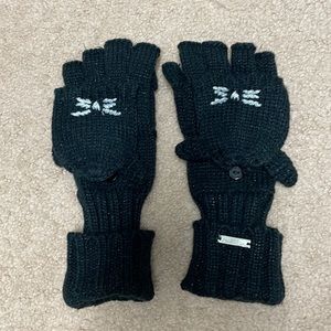 Karl Lagerfeld Choupette Pop-Top Black Mittens